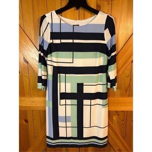 Vince Camuto Midi Dress multi colored 3/4 Sleeves Size 8 nwt (4989)
